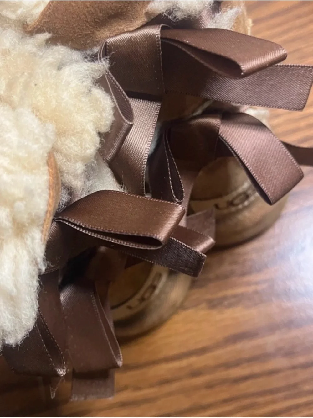 UGG Toddler Size 8 Bailey Bow II Double Ribbon Suede Boots Chestnut Brown